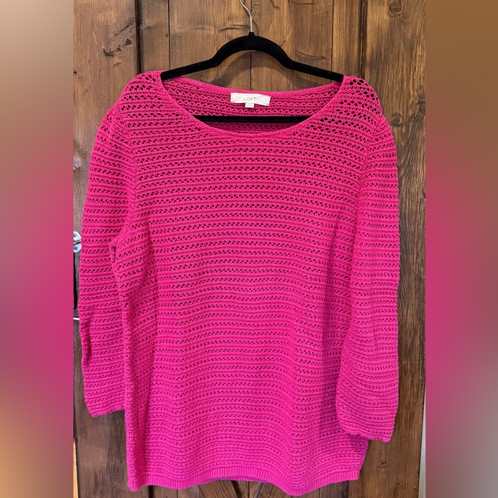 LOFT Fuchsia Crew Neck Sweater